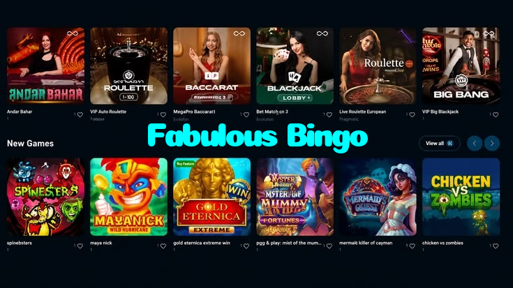 Fabulous Bingo casino presented on mobile device in Pakistan with slots and live games
